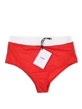 Balmain Paris women’s Red Bikini Briefs with White Waistband swim bottom size 38